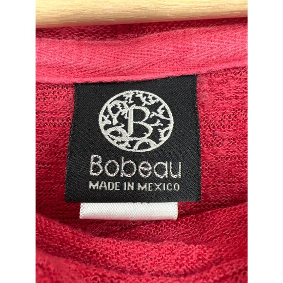 Bobeau (S) Reddish Pink Boucle Knit Sheer Hoodie Sweater Sweatshirt - Picture 6 of 8